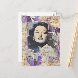 Carte Postale Collage mixte de femme vintage