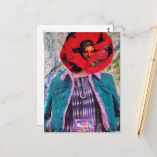 Carte Postale Collage mixte de fleurs rouges Relax Femme