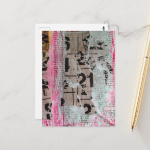 Carte Postale Collage mixte de nombres grunge abstraits 