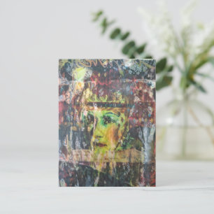 Carte Postale collage mixte grunge visage vintage