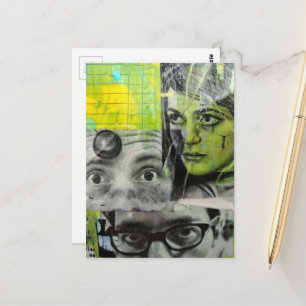 Carte Postale Collage mixte yeux de femme et d'homme