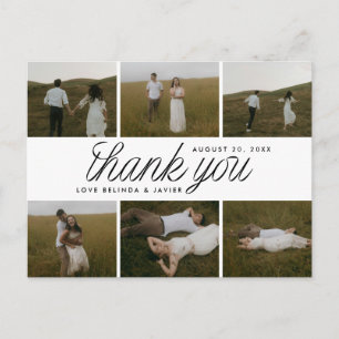 Carte Postale Collage Multi-photo Remerciement Mariage Minimalis
