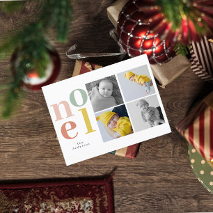 Carte Postale Collage Noël Quatre Photos Colorful Noel