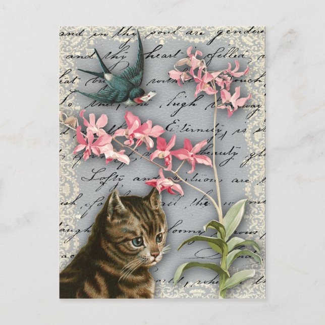 Carte postale Collage Orchidée vintage (Devant)