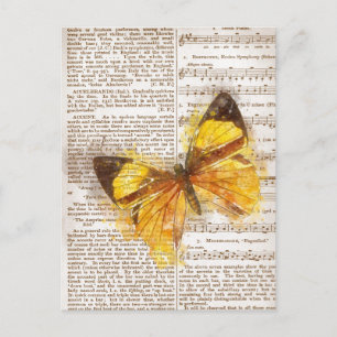 Carte Postale Collage papillon jaune