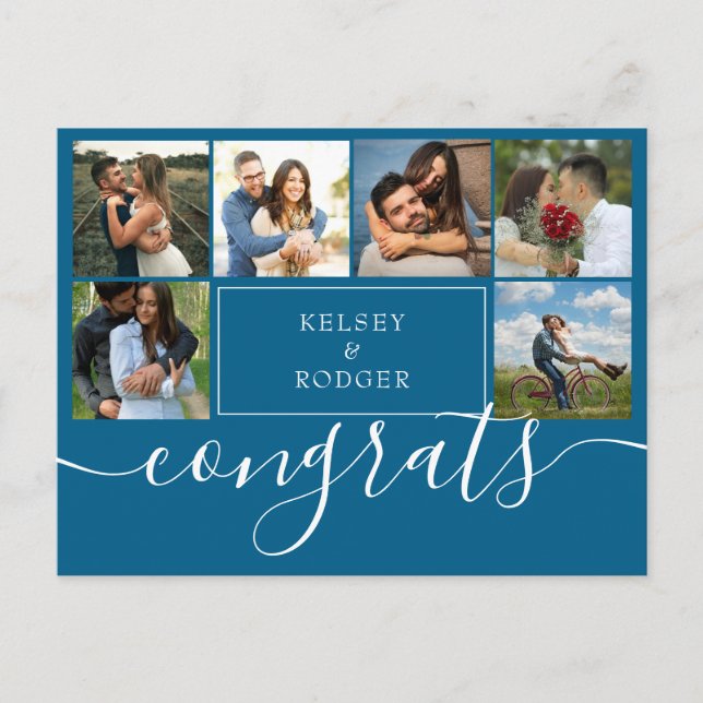 Carte Postale Collage photo Congrats modernes Turquoise Bleu (Devant)