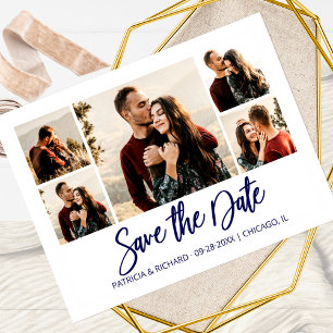 Carte Postale Collage photo de mariage à la date de sauvegarde d