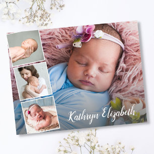 Carte Postale Collage photo Faire-part de naissance et Merci béb