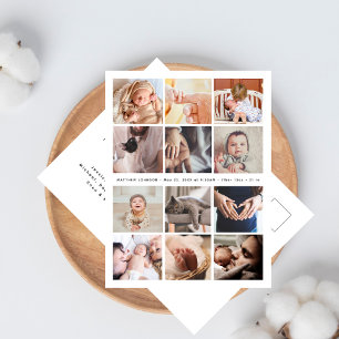 Carte Postale Collage photo minimaliste de 12 pour la fête préna