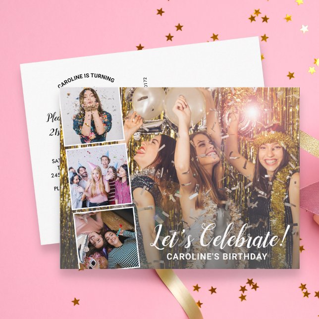 Carte Postale Collage photo moderne de célébration d'anniversair (Créateur téléchargé)