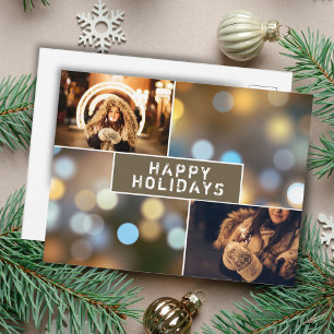 Carte Postale Collage Photo Moderne Personnalisé pour les Fêtes