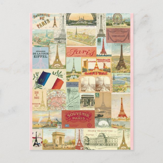 Carte Postale Collage souvenirs de Paris (Devant)