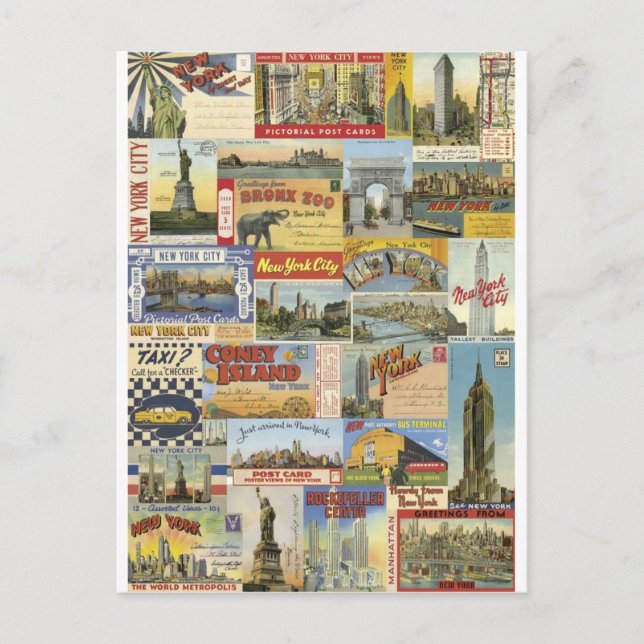 Carte Postale Collage Ville de New York (Devant)