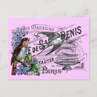 Carte Postale Collage vintage d'oiseaux