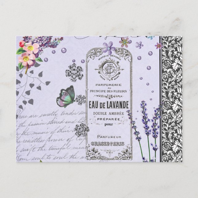 Carte Postale Collage vintage Lavender (Devant)