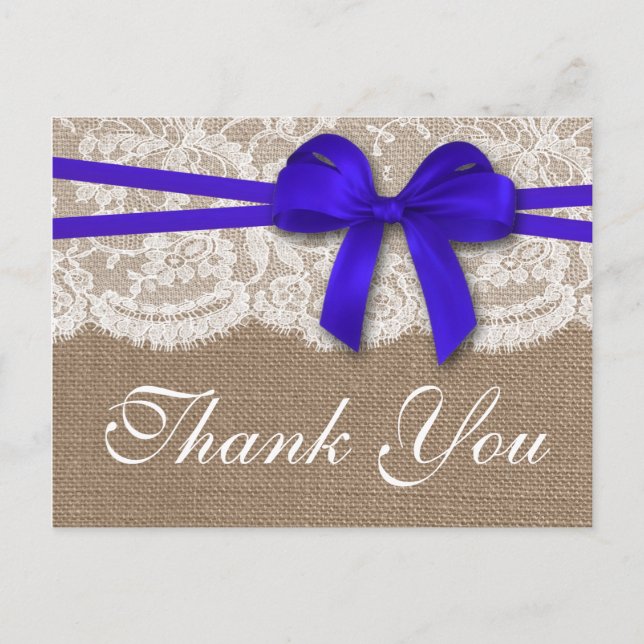 Carte Postale Collection de Mariages Rustic Blue Bow (Devant)