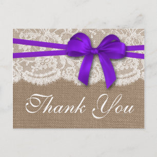 Carte Postale Collection de Mariages Rustique pourpre Bow