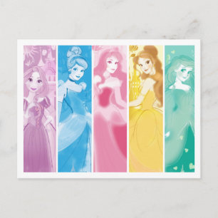 Carte Postale Collection de portraits colorés de princesses Disn