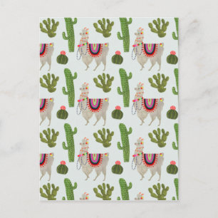 Carte Postale Collection Llamarama   Cactus & Llama Motif
