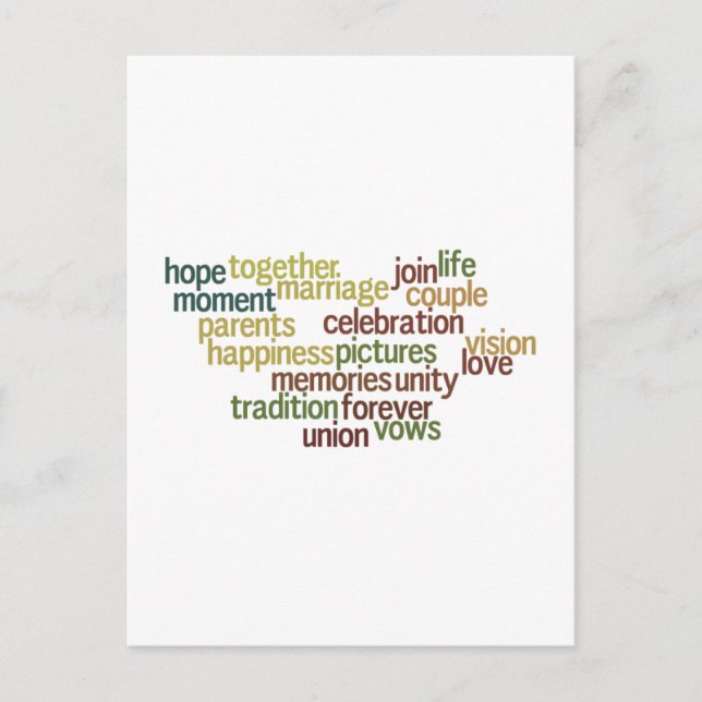 Carte Postale Collection Mariage De Mots (Wordle Mariage) (Devant)