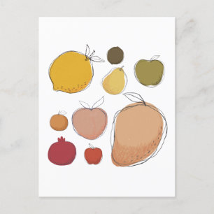 Carte Postale Collection mignonne de fruits d'art doodé