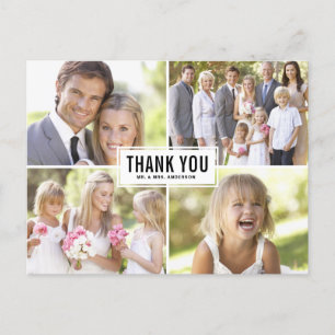 Carte Postale Collection photo moderne Merci Mariage noir