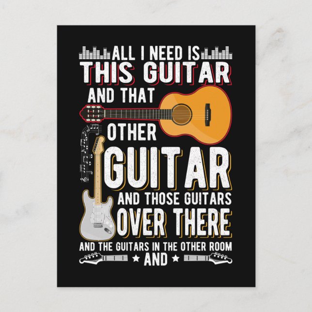 Carte Postale Collectionneur de guitares Guitariste Amoureux de  (Devant)