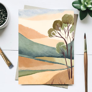 Carte Postale Collines de Beige Peinture de Paysage Naturel
