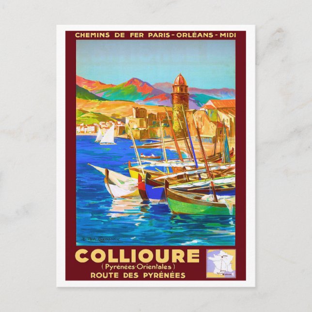 Carte Postale Collioure, Pyrénées, France, Bateaux sur le port,  (Devant)
