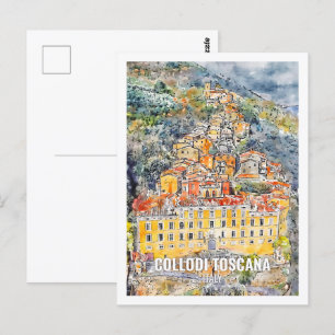 Carte Postale Collodi Toscana Italie Voyage Aquarelle Sketch
