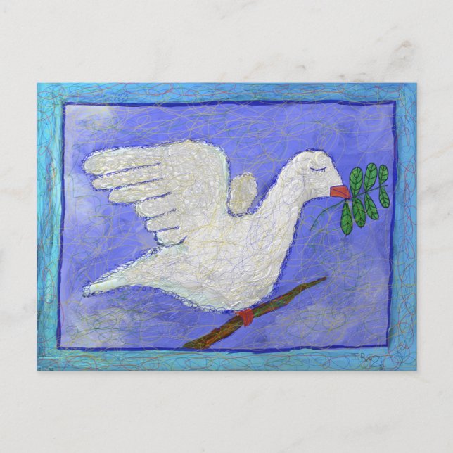 Carte Postale Colombe et branche d'olivier par Ian Roz (Devant)