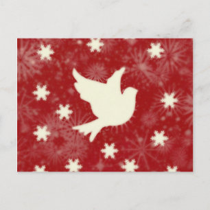 Carte Postale Colombe et flocons de neige