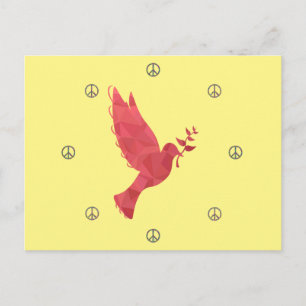 Carte Postale Colombe et signes de paix