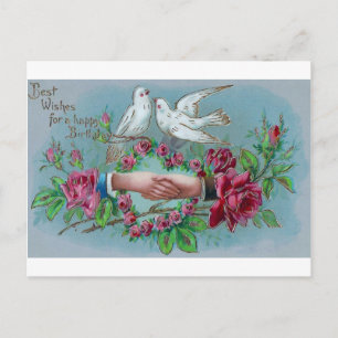 Carte Postale Colombes et Anniversaire de poignée de main