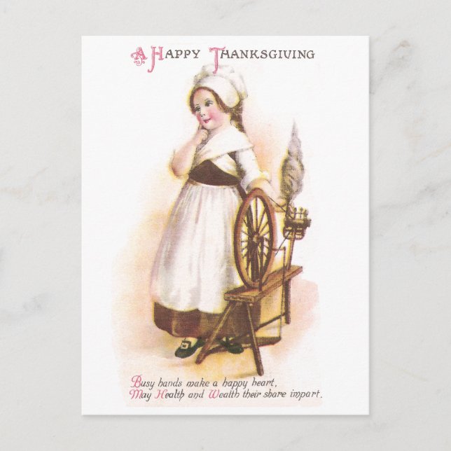Carte Postale Colonial American Girl et sa roue tournante (Devant)