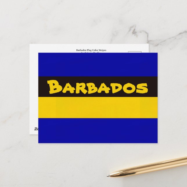 Carte Postale Colonnes de bande de drapeau de la Barbade (Devant/Arrière en situation)