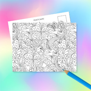 Carte Postale Color Me In B4 Donnant Fleur ・ Personnalisé