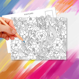 Carte Postale Color Me In B4 Donnant Jasmine ・ Personnalisé