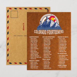 Carte Postale Colorado 14ers Fourados Montagne Vintage