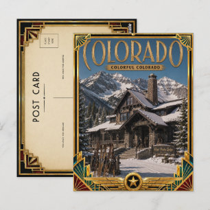 Carte Postale Colorado Art Déco vintage de l'âge d'or