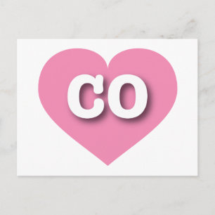 Carte Postale Colorado Coeur rose - J'aime CO