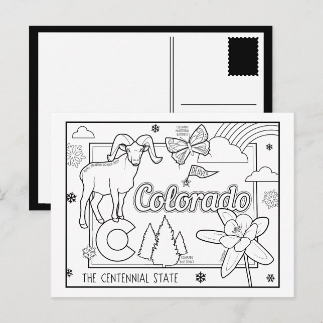 Carte Postale colorado coloriez collage (Devant / Derrière)
