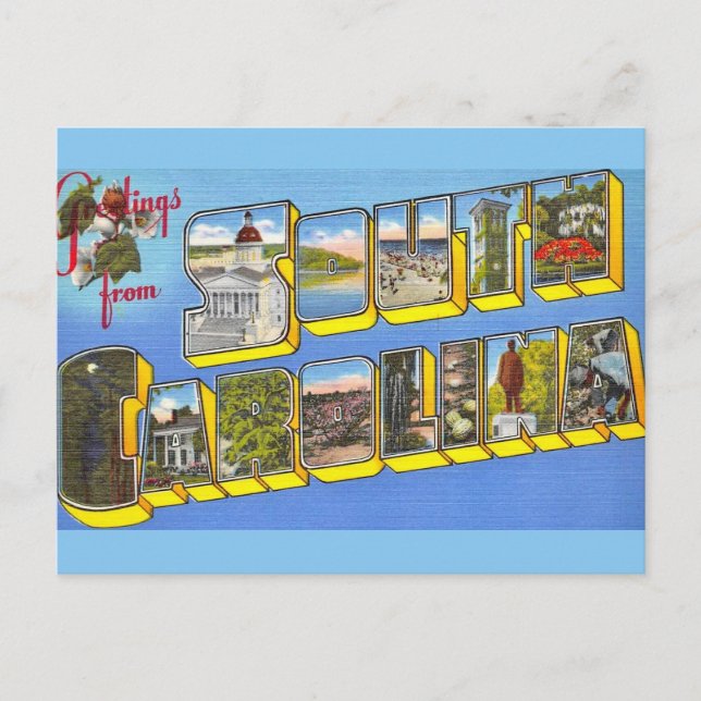 Carte Postale Coloré Caroline du Sud Salutation (Devant)