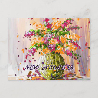Carte Postale Coloré Floral Nous Avons Déménagé Nouvelle Maison