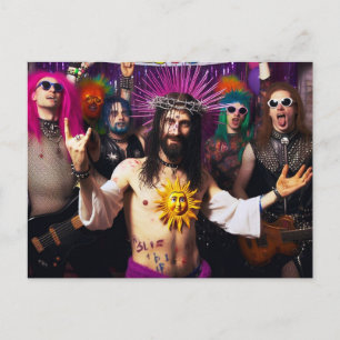 Carte Postale Coloré Funny Punk Rock Party Jesus