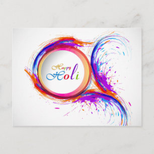 Carte Postale Coloré Happy Holi Paint Swirl