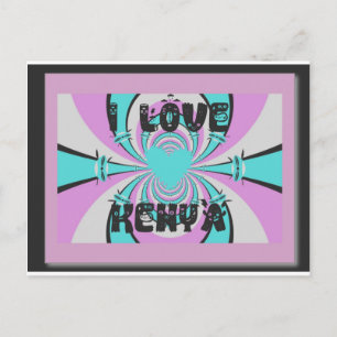 Carte Postale Coloré Kenya Love : Purple Cyan White Funny