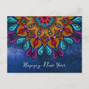 Carte Postale Coloré Moderne Mandala Trippy Psychedelic Hippie