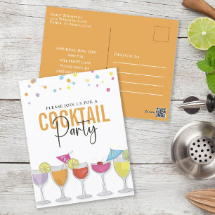 Carte Postale Coloré Retro Cocktail Party Personnalisé