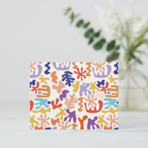 Carte postale colorée abstraite à motif Matisse